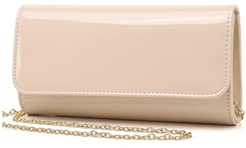 DETARA Clutch, Clutch, Lackleder, Abendtasche, stilvolle Schultertasche für Weihnachten, Hochzeit, Party, Abschlussball, Hautfarben, Standard