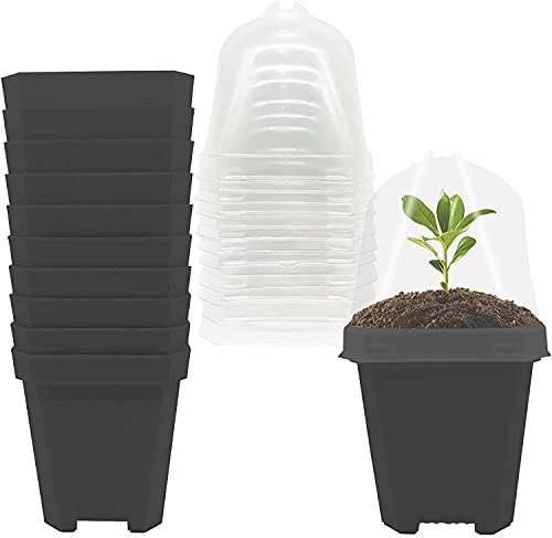 GIONAR Pflanztöpfe mit Feuchtigkeitskuppel, 7,6 cm, Kunststoff, Gartentopf, Pflanzgefäß, quadratisch, 10 Stück