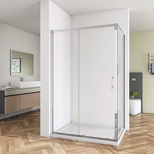 Huiyang 1700x700mm Tempered Glass 5mm Sliding Door Shower Enclosure Cubicle + Side Panel + Tray + Free Waste