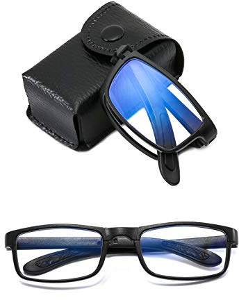 Suertree Lesebrille Faltbare Brille Blaulichtfilter TR90 Anti-Blau Sehhilfe für Damen und Herren Lesehilfe mit PU Etui +2.5