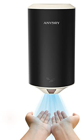anydry Asciugamani Elettrico Automatico con fotocellula, Unico della Birra Cultura asciuga Mani ad Aria,Nero Opaco Acciaio Inossidabile 1350W.