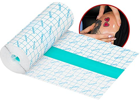 HEALQU Wasserdichter Tattoo Verband (15 cm x 5 m) – Transparent Bandage – Atmungsaktive & Dehnbarer Hautschutzauflage für frisch Tätowierte – heilende & hygienische Bandage für Tätowierungen