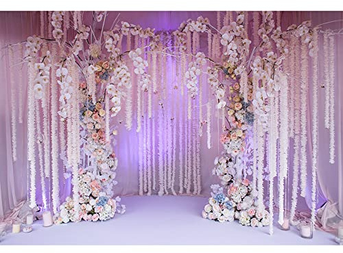 Aoihrraan 3x2m Boda Ceremonia Fondo Romántico Rosa Flor Borla Arco Puerta Cortinas Fotografía Fondo Nupcial Ducha Decoración San Valentín Día Fiesta Pareja Amantes Retrato Foto Estudio Accesorios