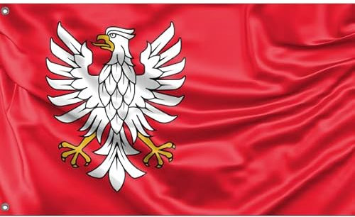 Voivodato della Masovia, bandiera della Polonia | Stampa dal design unico | Made in EU (90x150 cm)