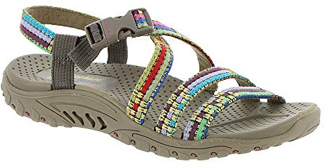 Skechers Women's Reggae-Sew Me-Boho Woven Strappy Slingback Sandal, Taupe Multi, 8.5