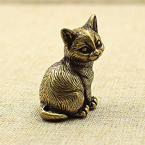 TEAMWILL Messing Katze Figur Kleine Katze Statue Tier Figuren Home Desktop Dekoration