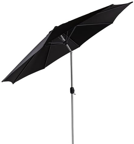 Garden Mile Large 2m Black Wind Up Parasol with Crank and Tilt - Polyester Garden Umbrella Parasol for Extra Sun Protection - Durable Aluminium Frame - Base Not Included