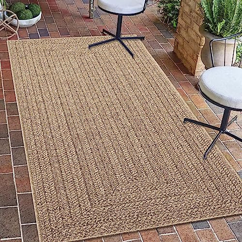 Teppich-Traum In- & Outdoor Teppich Jute-Optik Beige Braun 80x150 cm | Pflegeleicht, UV-beständig, robust und langlebig, flach gewebt, für Balkon, Terrasse, Dachterrasse, Garten und Wohnbereich