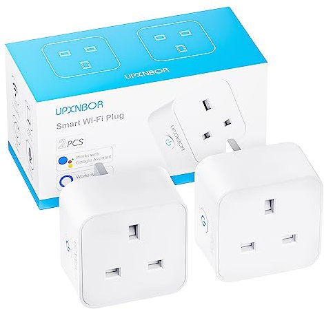 UPXNBOR Smart Plug, Wi-Fi Outlet Compatible with Alexa, Google Home, Wireless Smart Socket with Energy Monitoring, Timer & APP Remote Control - No Hub Required (2 Pack)