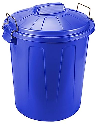 ACAN Tradineur - Cubo de basura de plástico, 31 litros, resistente, incluye tapa y asas, contenedor de residuos, papelera, reciclaje, industrial, hogar, fabricado en España, 48,2 x 37,5 cm (Azul)