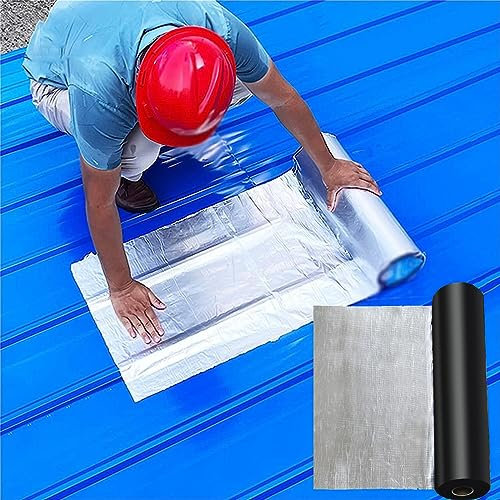 Bitumen Aluband Reparaturband Dichtband,Dachbahn Selbstklebend,Dachfolie,Wasserdichtes Isolieren,für Flachdach,Gartenhaus Dach,Metalldachbahn,Gartenhäuser,Carport (0.5x4m)