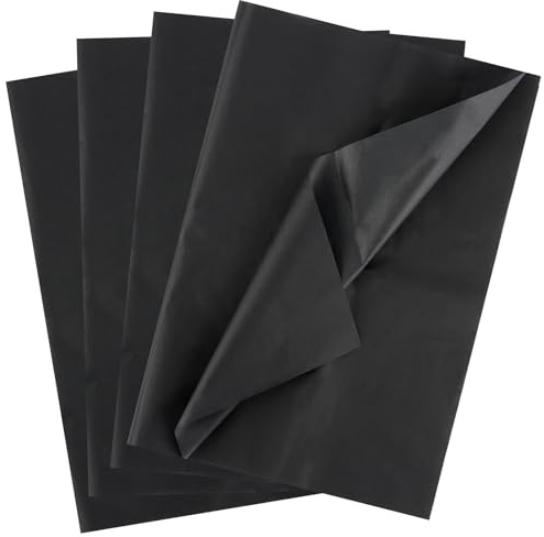 MUXHEL Set med 200 sidenpapper, 35 x 50 cm ark svart sidenpapper, 14 x 20 tum presentpapper förpackningsmaterial, blad kraft silkespapper, silkespapper förpackningsmaterial