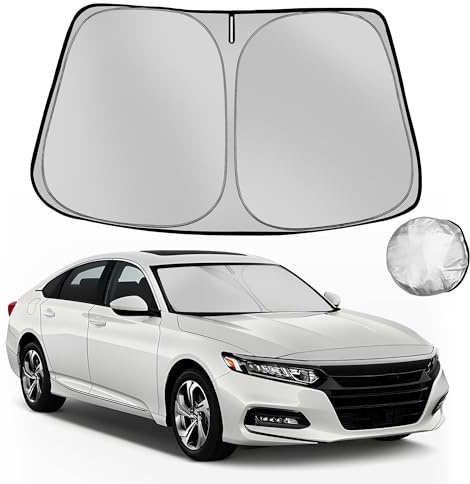 Fonowka Windshield Sun Shade for Honda Accord Sedan 2018-2025 Foldable Sun Sunshade for Car Front Window Blocks UV Rays and Heat Automotive Interior Protector Custom Fit Accessories