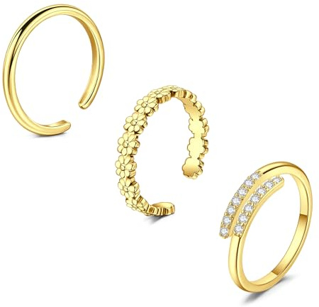 AceFun Toe Ring Set for Women Beach Bracelets Open Adjustable Toe Rings Beach Foot Jewelry Set Gold
