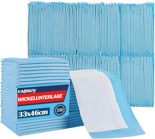 Vabrloy 100 Stück Betteinlagen Inkontinenz Einweg,Wickelunterlagen Einweg 33x45 cm,wasserdichte und Ultra-saugfähige,Inkontinenz-Bettunterlagen Einweg Inkontinenzunterlagen für ErWegwerf-Bettpads