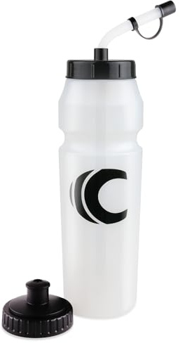 Cannon Sports 1 Liter Sports Water Bottle, BPA-Free, 34 Oz Capacity, Large Mouth, 2 lids (Straw and Squeeze), Great For Helmet Sports Such As Hockey, Lacrosse, Football, Boxing (Clear)