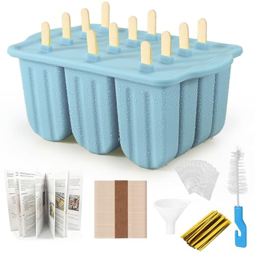 XKMiess Silikon-Formen für Eis am Stiel, Eiscreme-Form-Set, hausgemachtes Kleinkind-Eis am Stiel, für Kinder, Para Paletas De Helado Kulfi, BPA-frei, mit 50 Stäbchen, 50 Beuteln, 50 Drahtbindern