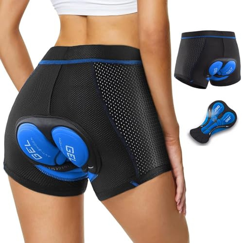 SMTSEC Cuissard De Cyclisme Rembourré Femmes Hommes 3D Rembourré Gel Respirant sous-Shorts De Cyclisme VTT Vélo sous-Vêtements De Vélo sous-Vêtements De Vélo pour Vélo De Route,Blue-M