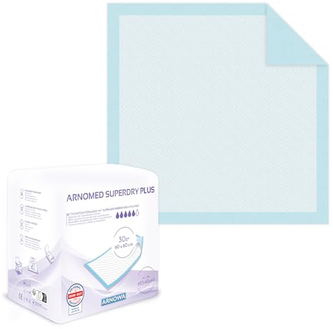 30x ARNOMED Empapadores Cama Adultos para Incontinencia 60x60cm, Cambiador Desechable Bebé, Celulosa de 5 Capas, Desechables