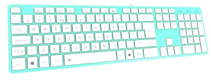 B.FRIENDIT Slim USB Wired Keyboard, Soft Touch and Quiet Key for PC, Laptop and Computer, Full Size QWERTY UK Layout - Green