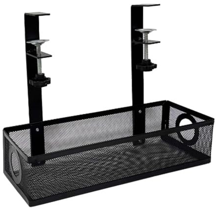 Under Desk Cable Management Tray - Punchless Cable Tray, Under Desk Cable Organizer Holder | Adjustable Under Table Cable Management for Desks and Desk