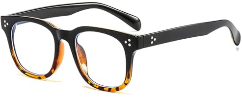 LJCZKA Fyrkantiga blå ljusglasögon för kvinnor män, blåljusglasögon glasögonbågar glasögon mot trötthet dator läsning, Ljus svart leopard, Taglia unica