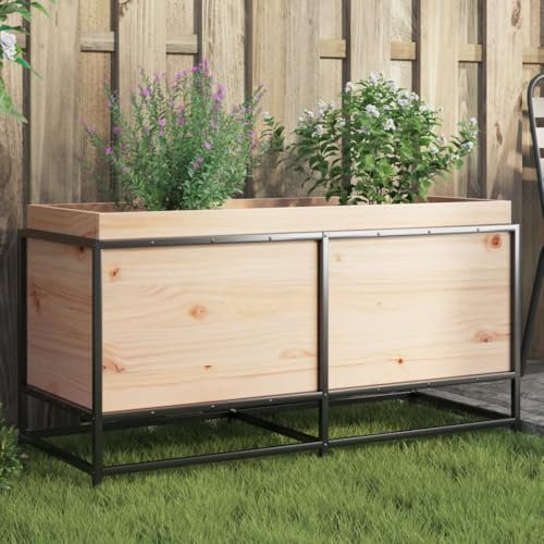 qohoio Pflanzkübel 100x40x50 cm Blumenkasten Balkon Pflanzschalen FüR Draussen Balkon Pflanzkasten Massivholz Kiefer