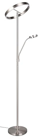 Trio Leuchten LED golvlampa WILLIS 449510207, matt nickel metall, 39 + 5,5 watt LED, justerbar ljusfärg, dimbar