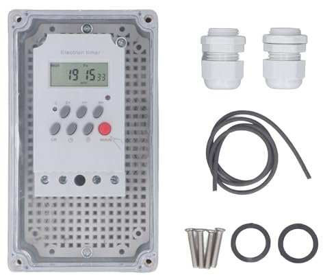 Programmierbarer Pumpen-Timer, wasserdichte Digitale Timer-Box mit Manueller Taste, Schwimmbad-Controller für Elektrische Hochleistungsgeräte, 28 EIN-AUS-Betrieb (DC 12V)