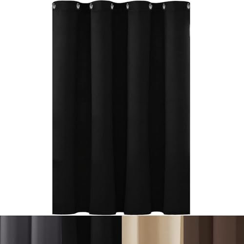 AMZYU Ösenvorhang Lärmschutzvorhang 1Er Pack, 125 x 225 cm Schöner Weicher, Sichtschutz Gardinen Verdunkelungsvorhang, Raumteiler Waschbar Größe Und Farbe Wählbar, Schwarz