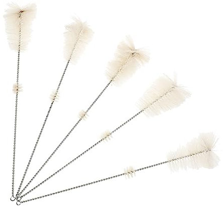 SKISUNO 5pcs Volumetric Flask Brush Cleaning Tool Glass Tube Cleaner Long Straw Brush Bristles for Lab Glassware Cleaning