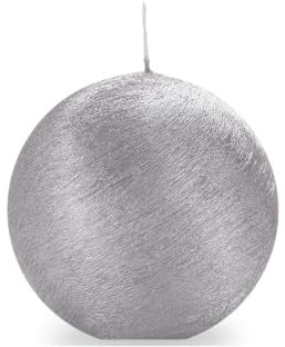 Velas esfera artesanal metalizada, color plata, diámetro 10 cm