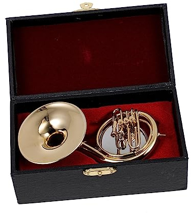 BESTonZON 1 Satz Musikinstrumentenmodell Waldhorn-skulptur Schreibtisch-musikstatue Waldhorn-statue Ausstellungsmodell Für Musikinstrumente Waldhornfigur 24 Karat Vergoldetes Kupfer Golden