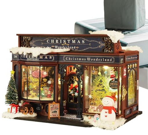 Maison de Noël Créative en Bois - Kit Portable avec Arbre et Meubles, Miniature