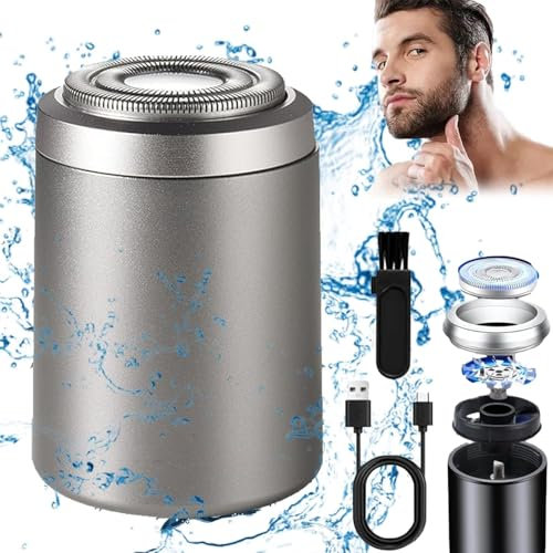 Mini Rasierer Kapsel Herren Elektrisch, Mini Portable Electric Shaver, Usb Tragbarer Elektrischer Mini-Rasierer FüR Gesicht Nass Und Trockenrasierer Damen (Silber)