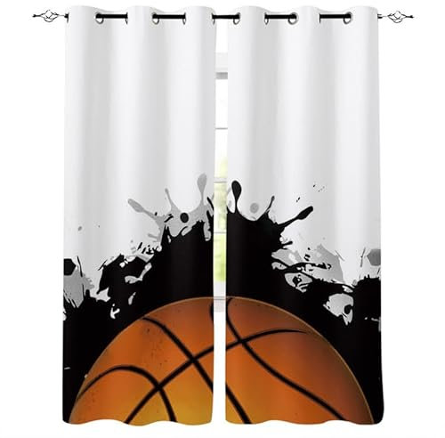 Rptidmv Vorhänge mit Ösen Basketball Vorhang Blickdicht Verdunklungsvorhänge Thermovorhang Schallschutz - Wohnzimmer Schlafzimmer Büro Deko Garten 2er Set -140 x 245 cm (B x H)