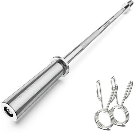 Barre d'haltère olympique de 144,8 cm, barre d'haltère droite standard de 1,5 m, barre d'haltérophilie pour développé couché, squats, poussées de hanche, fentes, biceps, barre de poids à domicile – 2