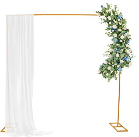 Wedding Arch Backdrop Stand, Rectangle Detachable Decorative Frame, Square Metal Balloon Arch Stand, for Wedding Ceremony Birthday Party Decoration, 240 x 240 cm (Gold)
