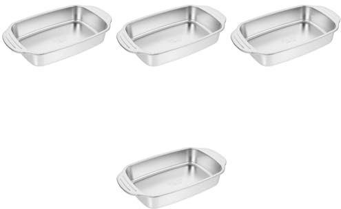 DOITOOL 4 Pz pirofila in acciaio inossidabile tortiera rettangolare wok piatti di pasta cremagliera friggitrice piastre per arrostire porta cibo vassoio rettangolare piatto da torta Silver
