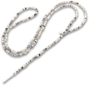 Andrea Traub - FASHION Y-Kette lang aus Glasperlen silber und hellgraue Töne mit versilberten Sternanhänger - Lange Halsketten für Damen