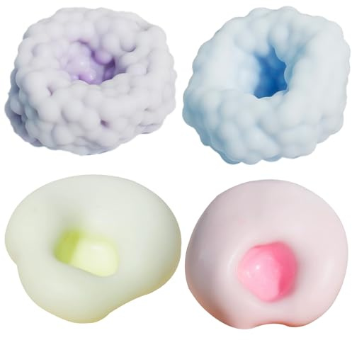 4 PCS Stress Balls for Adults, Handmade Sugar Ball Fidget for Stress Relief, Portable for Office, School, Travel