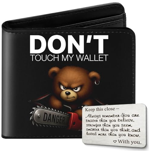 Kids Wallet for Boys with Card, Teen Boys Wallet for Kids Ages 4-5-6-7-8-9-10-11-12-13-14-15-16, Leather Wallet for Teen Boy, Dont Touch My Wallets - Teenage Teenager Youth Gifts Christmas Birthday