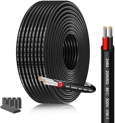 SCHDRA UL2464 20AWG 2x0,5mm² Cavo Elettrico Bassa Tensione, 15m | Rame stagnato multifilo, PVC flessibile. Per strisce LED, auto e progetti 12V/24V