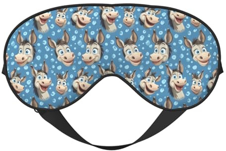 Augenmasken zum Schlafen, doppelseitig, niedliches Pferd, Cartoon-Druck, Schlafmasken für Damen und Herren, Verdunkelung, Augenabdeckungen für Reisen/Schlafen