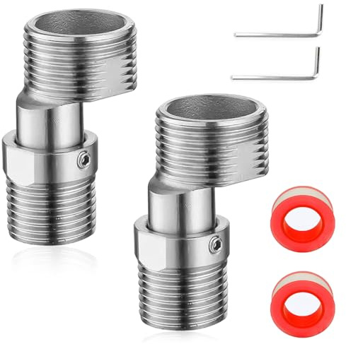 2 Piezas Conector en S Giratorio Con Adaptador Conexión en S Giratoria 360° Adaptador Para Mezclador de Ducha Con 2 Llaves Allen Y 2 Cintas de Materia Prima Para Baño y Cocina