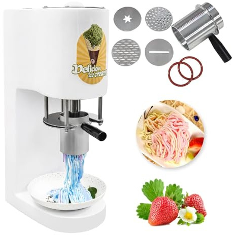 30L/H Ice Cream Spaghetti Press Machine, Noodles Ice Cream Machine, Italian Gelato Ice Cream Spaghetti Making Machine, Spaghetti Ice Cream Maker,White
