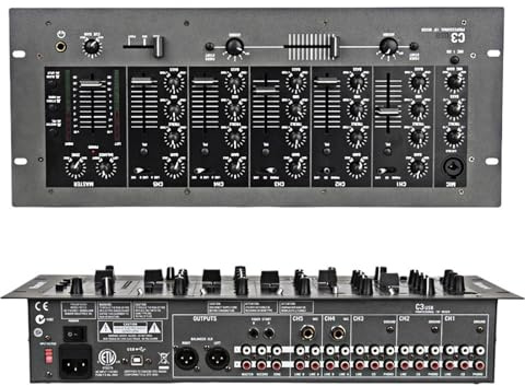 Mesa de Mezclas, Mezclador Au-dio De Montaje En Rack, Mezclador Estéreo Profesional For DJ De 5 Canales, Consola Mezcladora C3 Numark Dj Puesta En Escena Profesional