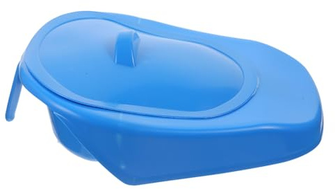 Veemoon Plastik Bettpfanne mit Deckel für Ältere Frauen und Patienten Leicht Kompakt Hygienisch für den Alltag Seniorengerecht Einfache Reinigung Multifunktional als Sitzhilfe Geeignet