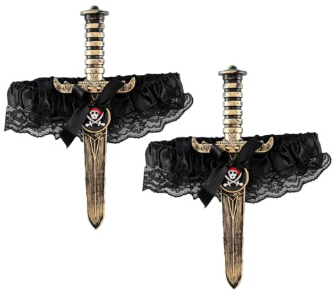 QITHGYD Piratenkostüm Damen, 2 Stück Halloween Strumpfband, Karneval Kostüm Damen, Piraten Kostüm Frauen, Pirate Accessories, für Cosplay, Karneval, Halloween Party, Piraten-Themenveranstaltungen