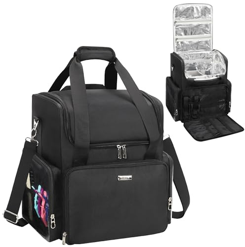Relavel Friseur-Reisetasche Profi Friseurkoffer Friseurwerkzeugtasche | Aufbewahrungsorganizer für Friseur-Essenziale, Barber-Zubehör mit Anpassbaren Trennwänden und Schulterriemen